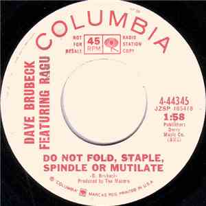 Dave Brubeck Featuring Ragu  - Do Not Fold, Staple, Spindle Or Mutilate / Raga Theme For Ragu album flac