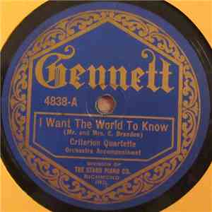 Criterion Quartette - I Want The World To Know / Memories Of Virginia album flac